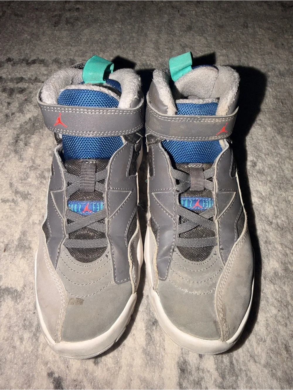 Jordan Jumpman Two Trey Kids Shoes Gray Blue Size 13.5C